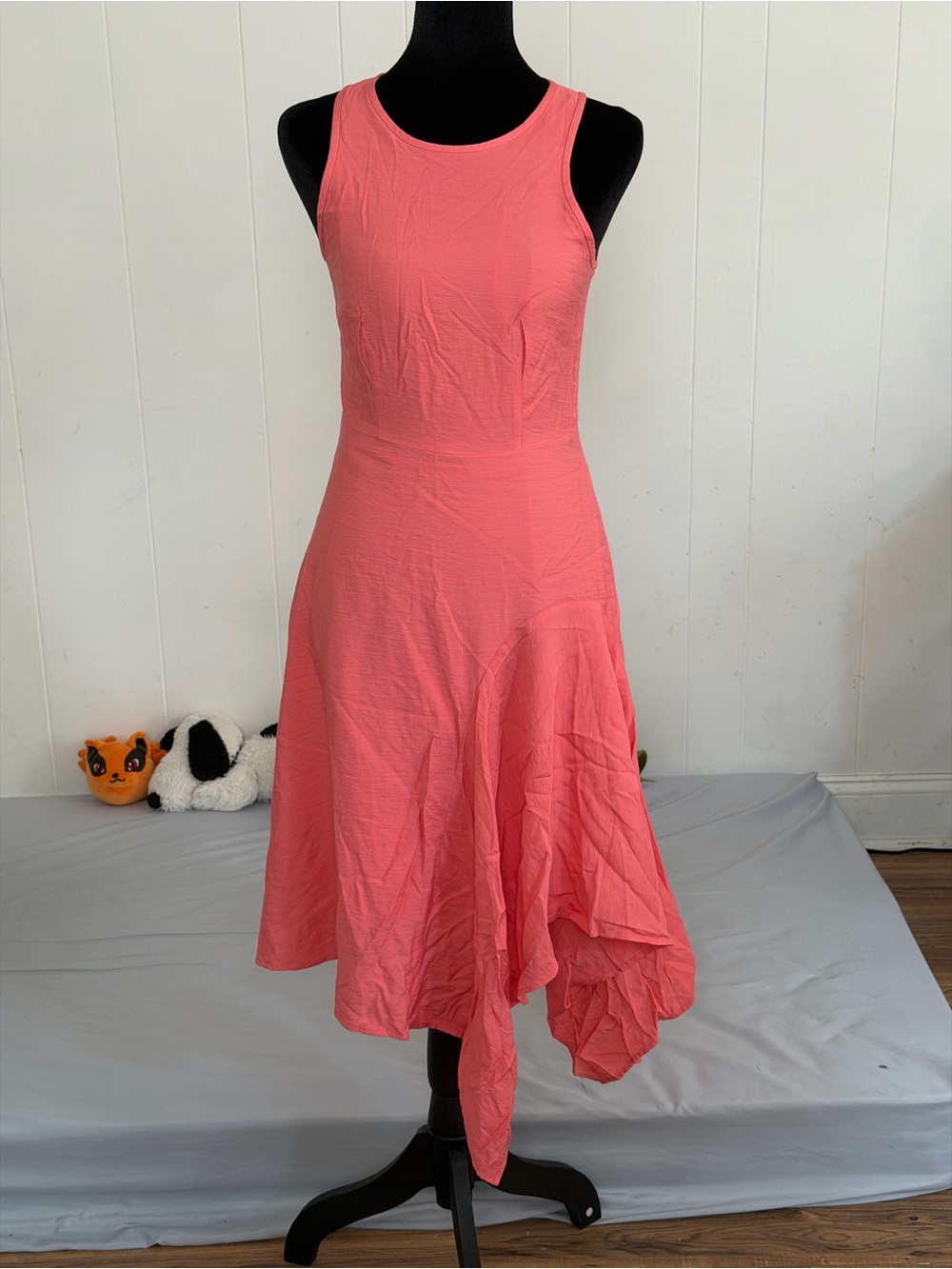 Women's Coral Asymmetrical linen Summer Dress size 0P